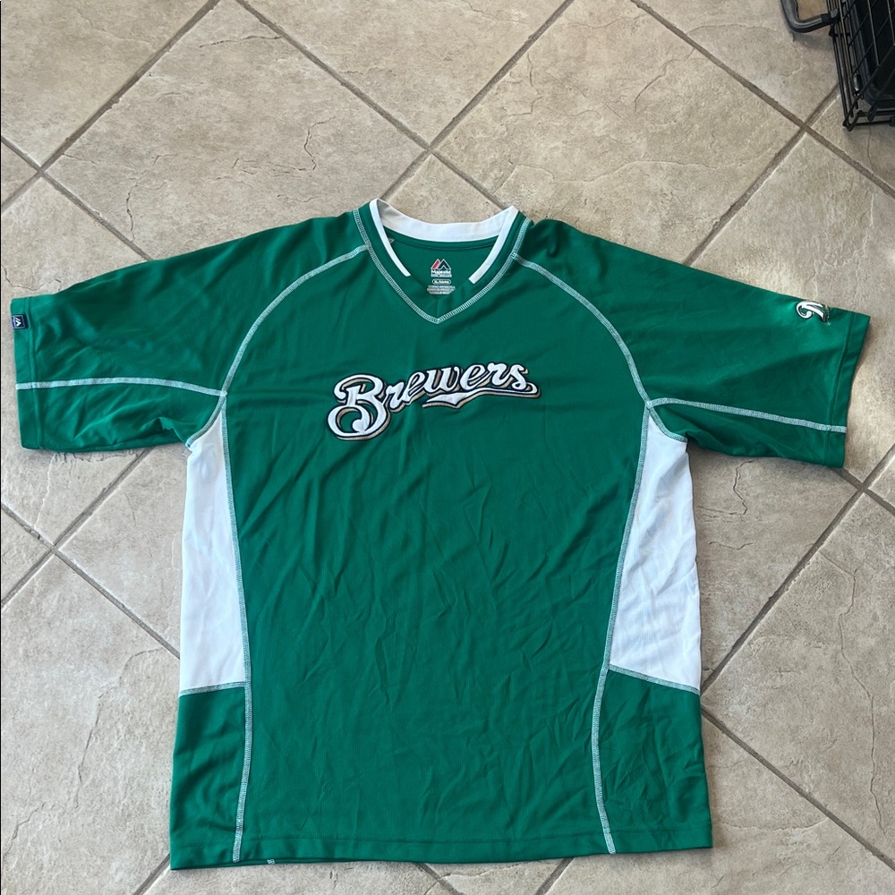 Green and White Brewers Jersey